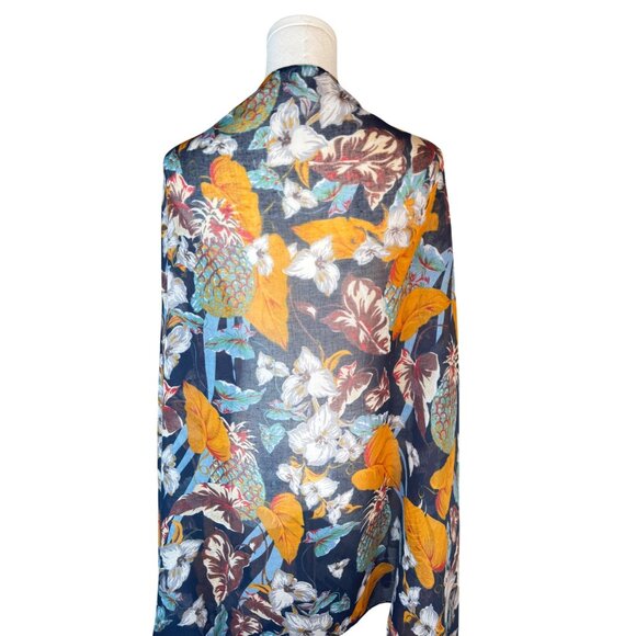 2/$30 Bohemian Geometric Tassel Scarf Navy Orange Blue Cotton And Linen - Picture 9 of 15